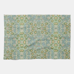 William Morris Vintage Floral Green Blue Orchard Kitchen Towel