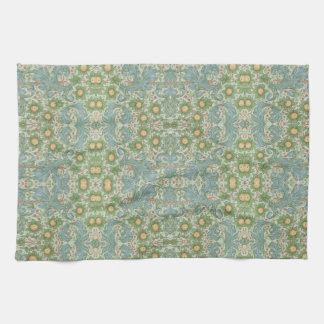 William Morris Vintage Floral Green Blue Orchard Kitchen Towel