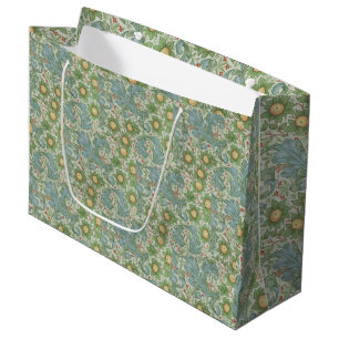 William Morris Vintage Floral Green Blue Orchard Large Gift Bag