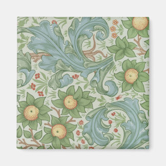William Morris Vintage Floral Green Blue Orchard Magnet