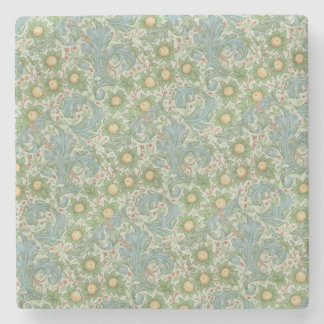 William Morris Vintage Floral Green Blue Orchard Stone Coaster
