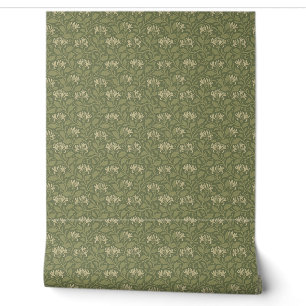 William Morris Vintage Floral Honeysuckle Green Wallpaper