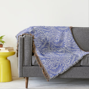 William Morris Vintage Floral Pattern Blue White   Throw Blanket