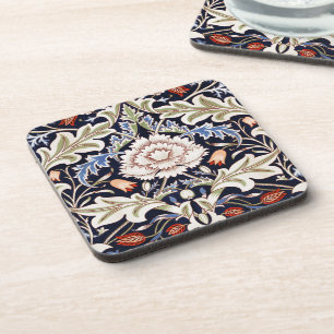 William Morris Vintage Floral Pattern Flowers Blue Coaster