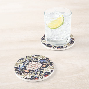 William Morris Vintage Floral Pattern Flowers Blue Coaster