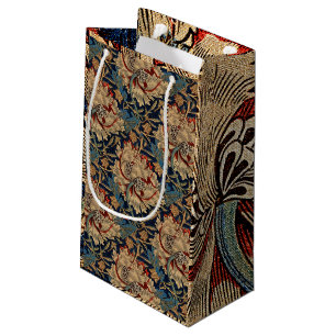 William Morris Vintage Floral Pattern Red Blue Small Gift Bag