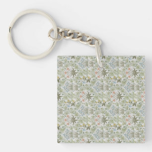 William Morris Vintage Floral Pink Celandine Keychain