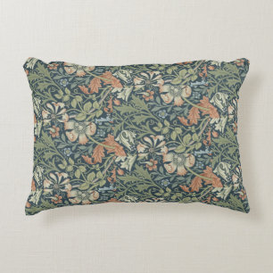 William Morris Vintage Floral Pink Green Compton Accent Pillow