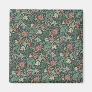 William Morris Vintage Floral Pink Green Compton   Magnet