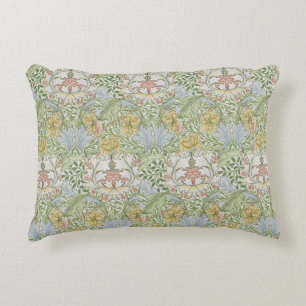 William Morris Vintage Floral Pink Green Myrtle Accent Pillow