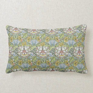 William Morris Vintage Floral Pink Green Myrtle Lumbar Pillow