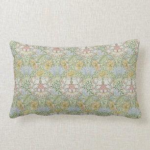 William Morris Vintage Floral Pink Green Myrtle Lumbar Pillow