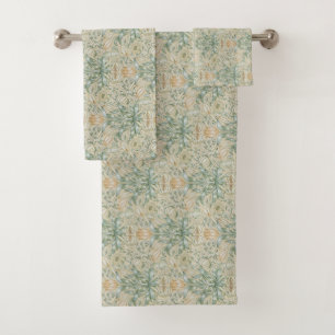William Morris Vintage Floral Pomegranate Bath Towel Set