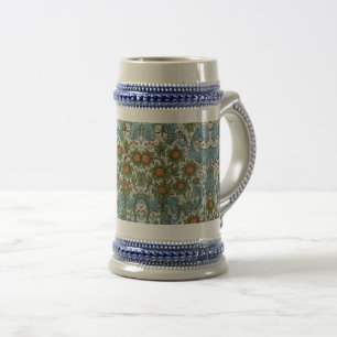 William Morris Vintage Floral Yellow Green Blue Beer Stein