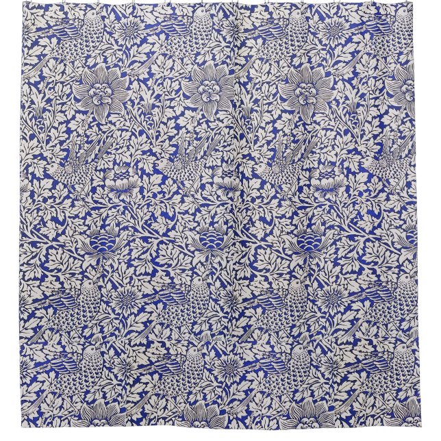 William Morris Vintage Flowers Birds Blue White (Front)