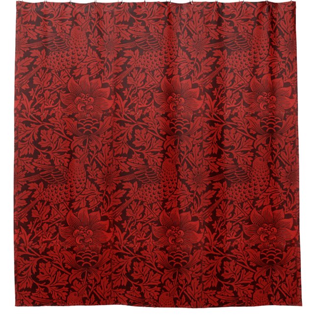 William Morris Vintage Flowers Birds Red           (Front)