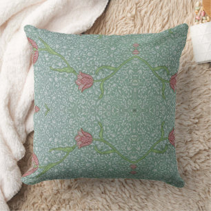 William Morris Vintage Flowers Garden Tulip Throw Pillow