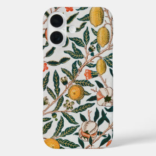 William Morris Vintage Fruit Pomegranate White iPhone 16 Case