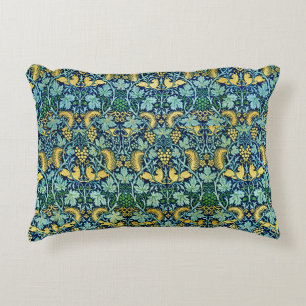 William Morris Vintage Gold Green Blue Accent Pillow