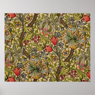 William Morris Vintage Golden Lilly Floral Design Poster