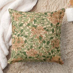 William Morris vintage Honeysuckle Floral pattern Throw Pillow