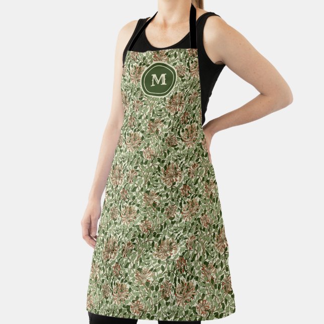 William Morris Vintage Honeysuckle Pattern Apron (Insitu)