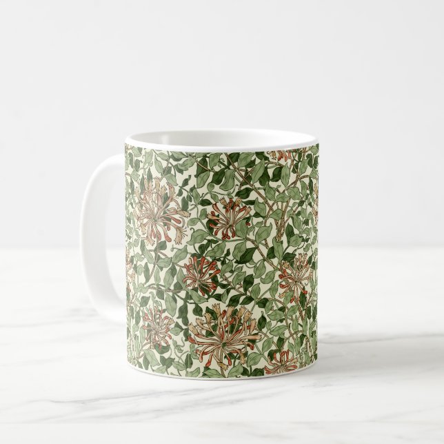 William Morris Vintage Honeysuckle Pattern Coffee Mug (Front Left)