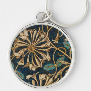 William Morris Vintage Honeysuckle Pattern  Keychain