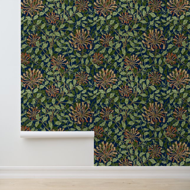 William Morris Vintage Honeysuckle Pattern Wallpaper (Application)