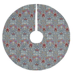 William Morris Vintage Indigo Floral Pattern Brushed Polyester Tree Skirt