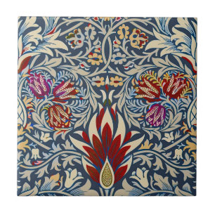 William Morris Vintage Indigo Floral Pattern Tile
