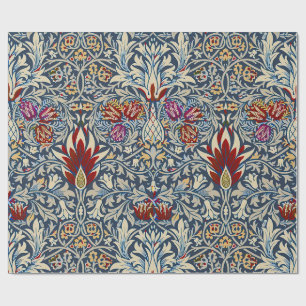 William Morris Vintage Indigo Floral Pattern Wrapping Paper