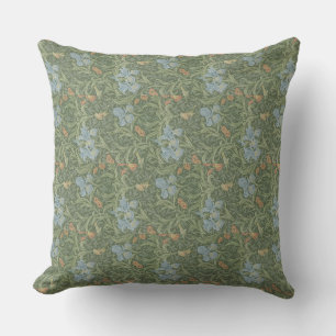 William Morris Vintage Leaves Floral Bird Iris Throw Pillow