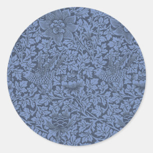 William Morris Vintage Pattern Bird and Anemone   Classic Round Sticker