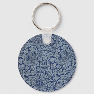 William Morris Vintage Pattern Bird and Anemone  Keychain