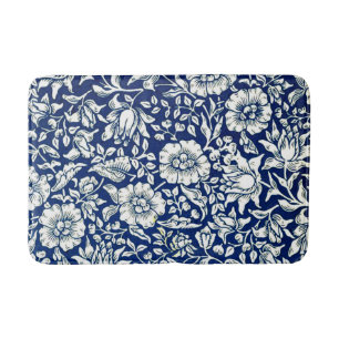 William Morris vintage pattern - Blue Mallow Bath Mat