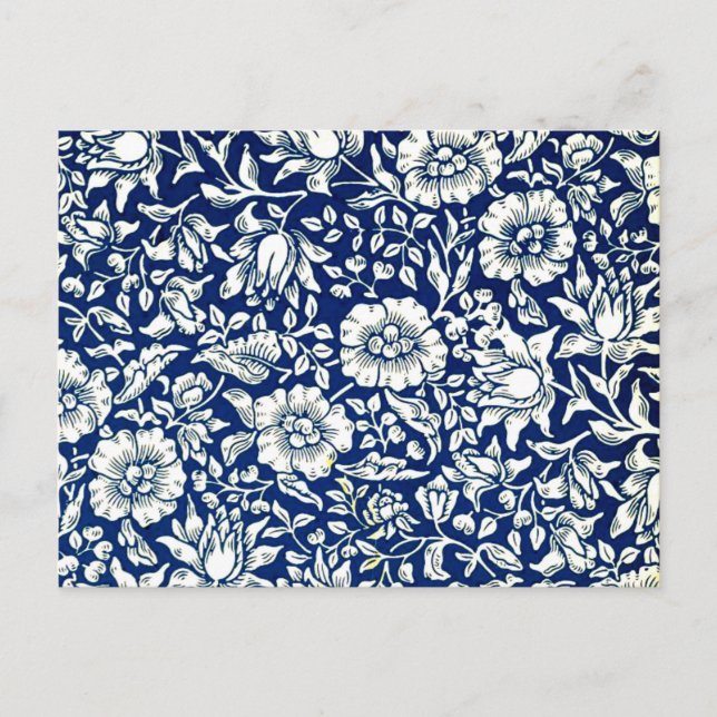 William Morris vintage pattern, Blue Mallow Postcard (Front)