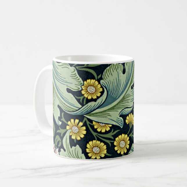 William Morris vintage pattern, Leicester, Coffee Mug (Front Left)