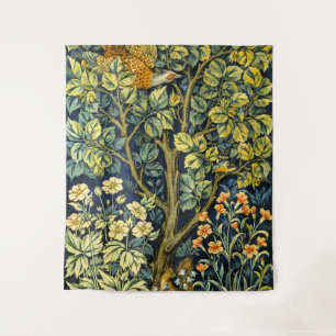 William Morris Vintage Pheasant Squirrel Flower Tapestry