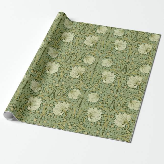 William Morris Vintage Pimpernel Floral Pattern Wrapping Paper (Unrolled)