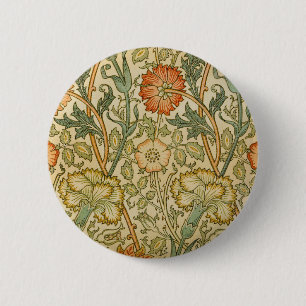 William Morris Vintage Pink and Rose Pattern 2 Inch Round Button