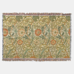 William Morris Vintage Pink and Rose Pattern Throw Blanket