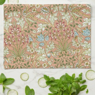 William Morris Vintage Pink Blue White Green Kitchen Towel