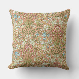William Morris Vintage Pink Blue White Green Throw Pillow