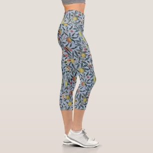William Morris Vintage Pomegranate Fruit Pattern Capri Leggings