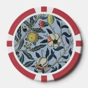 William Morris Vintage Pomegranate Fruit Pattern Poker Chips