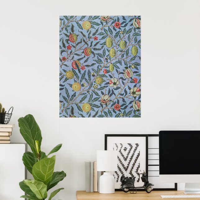 William Morris Vintage Pomegranate Fruit Pattern Poster (Home Office)
