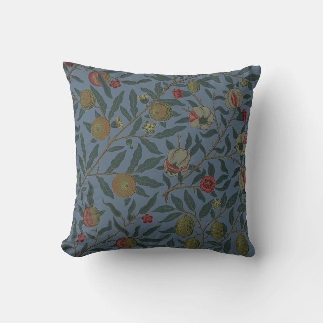 William Morris Vintage Pomegranate Pattern Throw Pillow (Front)