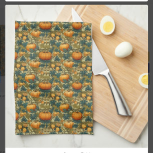 William Morris Vintage Pumpkin Patch Thanksgiving Kitchen Towel