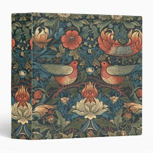 William Morris Vintage Red Birds Pattern Binder